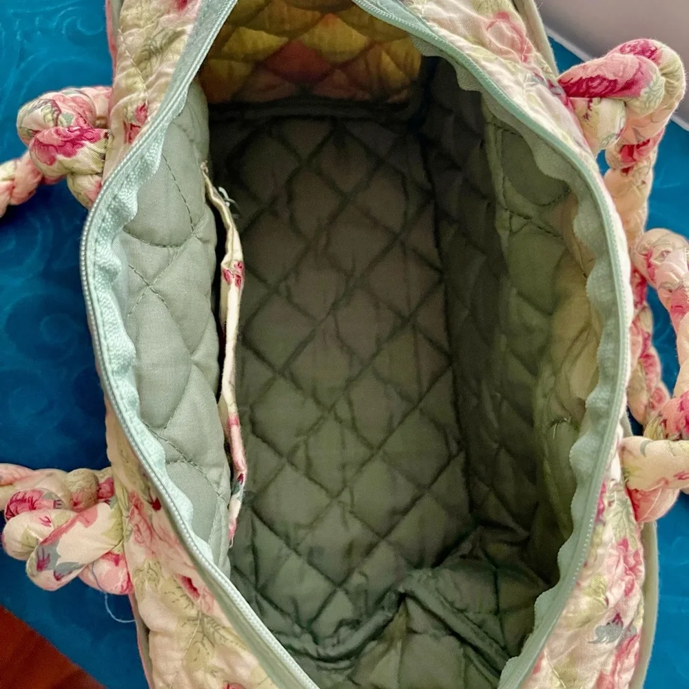 Quilted Floral Satchel Bag in Pink and Cream